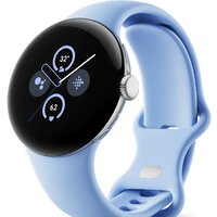 Google Pixel Watch 2 (глянцевый серебристый/залив, спортивный силиконовый ремешок)