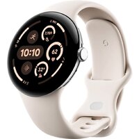Google Pixel Watch 3 LTE 45 мм (полированное серебро/фарфор, спортивный силиконовый ремешок)