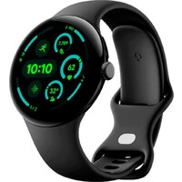 Google Pixel Watch 3 LTE 45 мм (черный матовый/обсидиан, спортивный силиконовый ремешок)