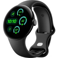 Google Pixel Watch 3 LTE 41 мм (черный матовый/обсидиан, спортивный силиконовый ремешок)